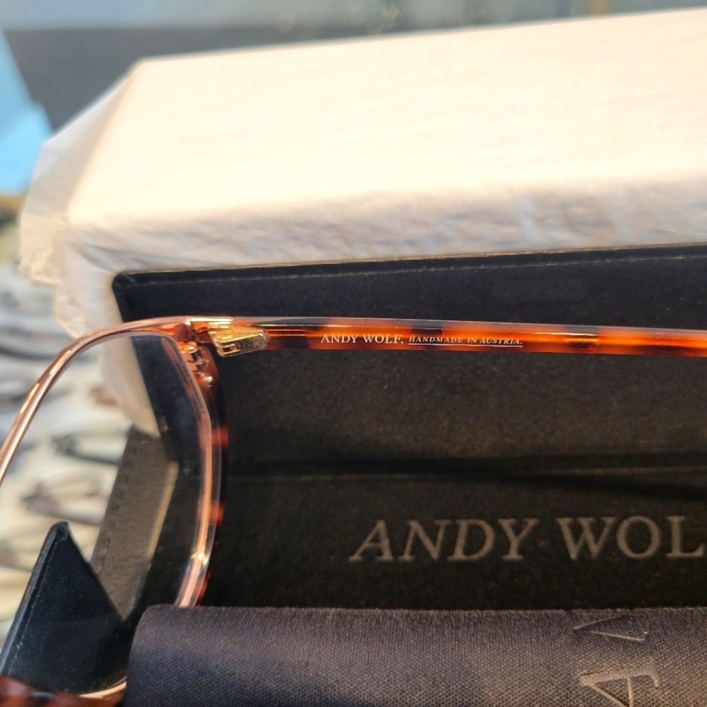 Andy Wolf Brown Tortoise & Rose Gold #5117 Eyeglass Frame New with case. - Picture 9 of 10